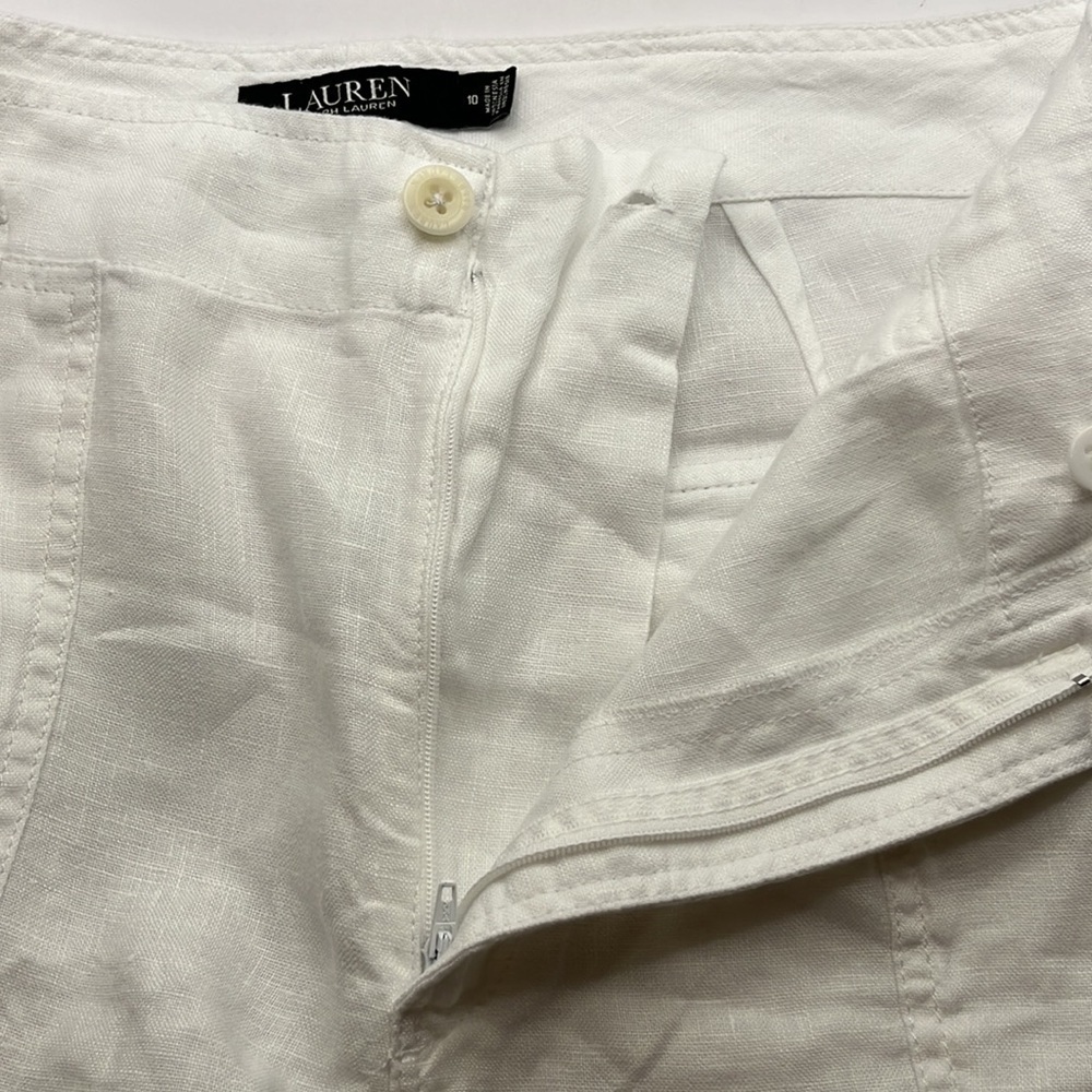 Lauren Ralph Lauren White Linen High Rise Shorts Size 10-SOLD - Picture 16 of 16